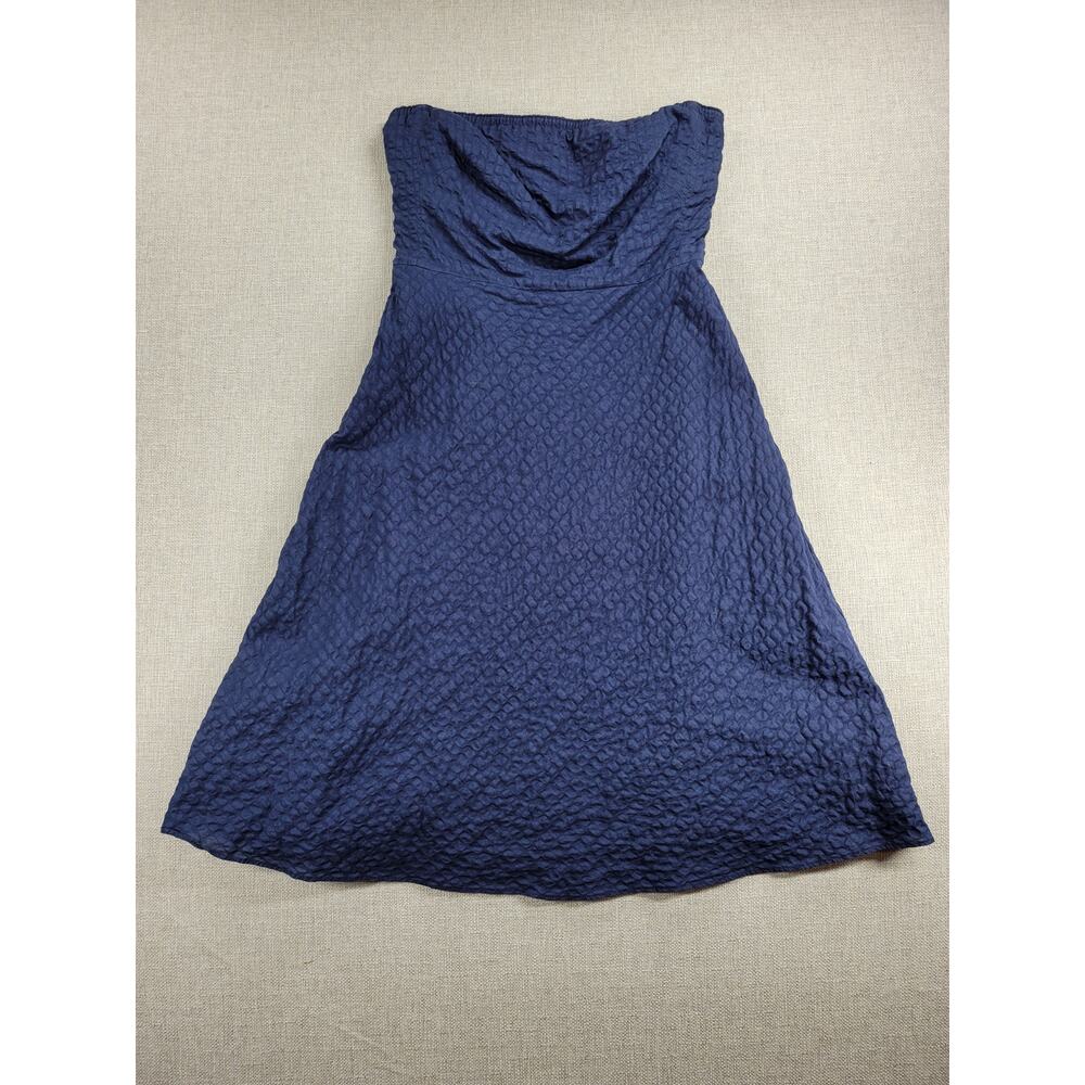 J. Crew Womens Strapless Dress Size 4 Navy Blue  A-Line Textured Lined Back Zip